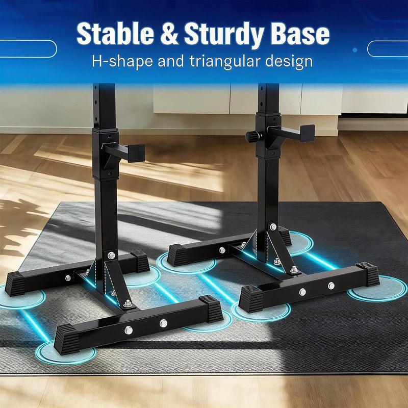 Adjustable Squat Barbell Rack Stand, Bench Press Rack for Home Gym Strength Training, Max Load 550LB, Customized