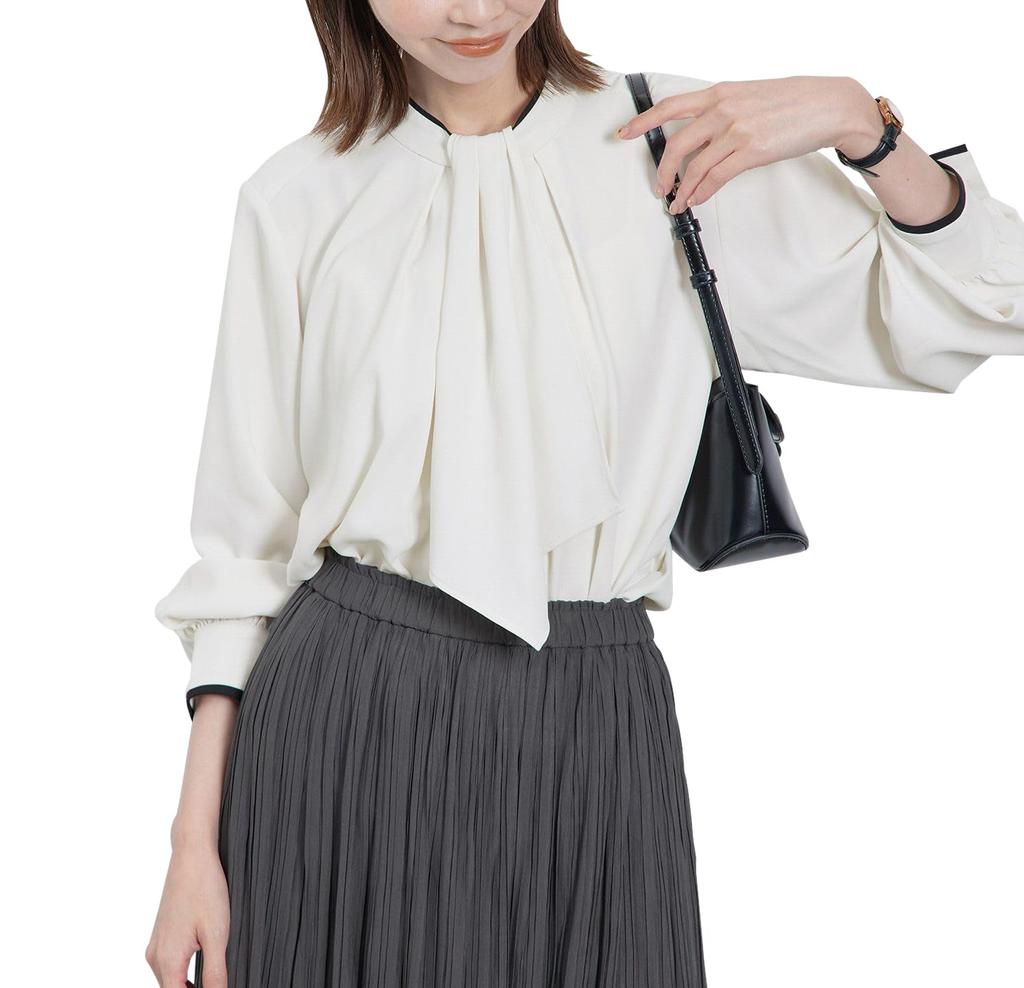 ROPE PICNIC Bowtie Women's Blouse, Off-White (15)