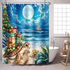 Nautical Lighthouse Shower Curtain Beach Coastal Sunset Sail Boat Retro Scenery Bathroom Decor Bath Curtain With Hooks