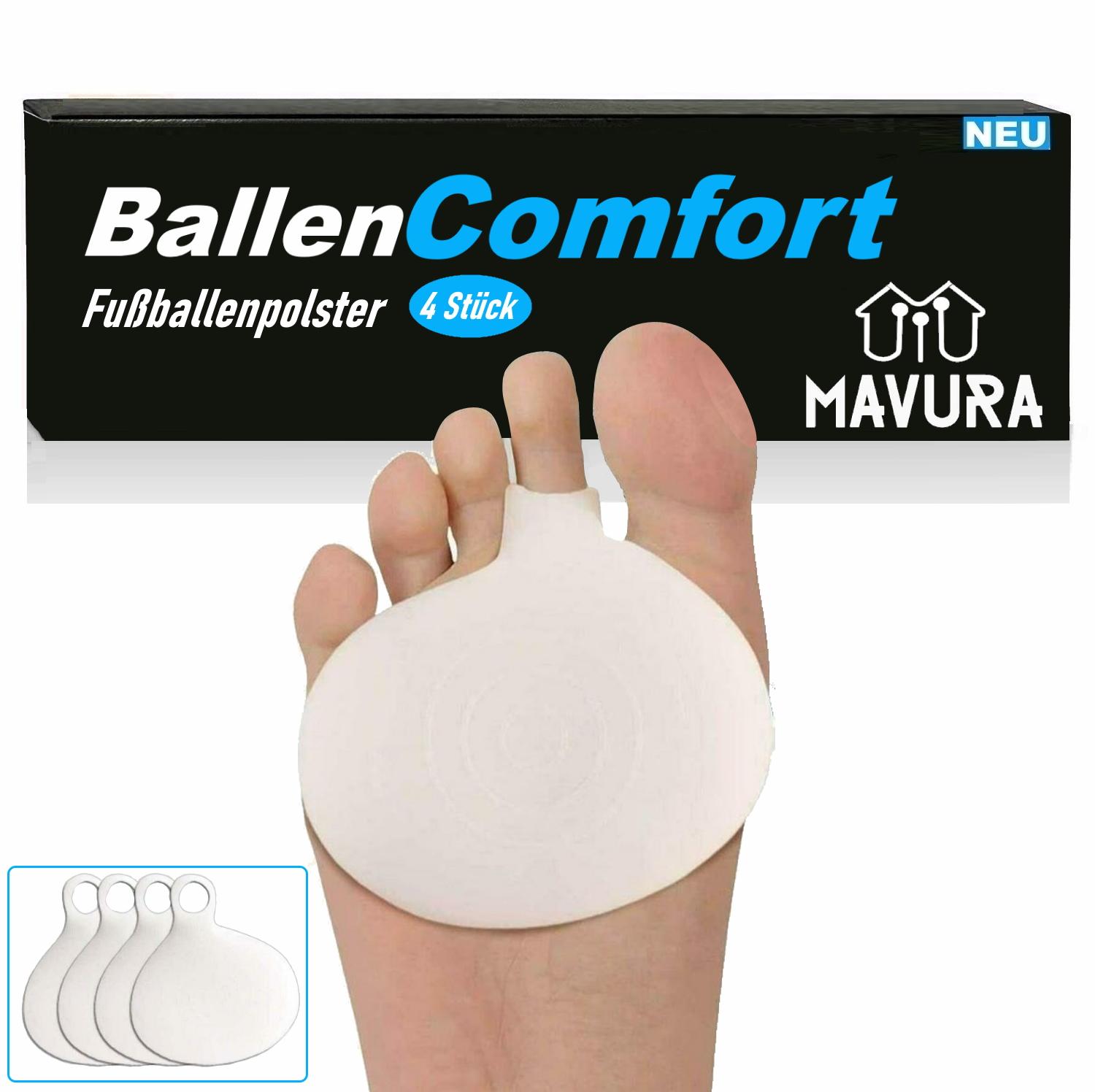 

BallenComfort Vorfußpolster Fußpads Silikon Fußpolster Ballenkissen Metatarsal