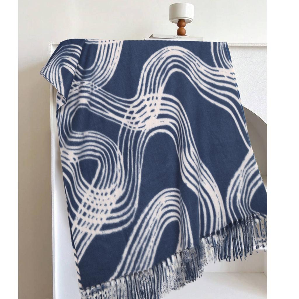 Cashmere feel autumn and winter line printing scarf European and American women's imitation cashmere scarf shawl