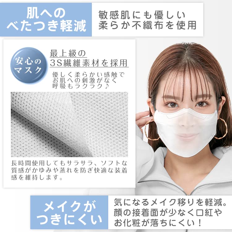 Kaitou Official Store Nonwoven Masks KF94 Bicolor 3D Comfortable Small Pink Beige Masks, Ears, Face, 40-Count, Medium, [Product Code]