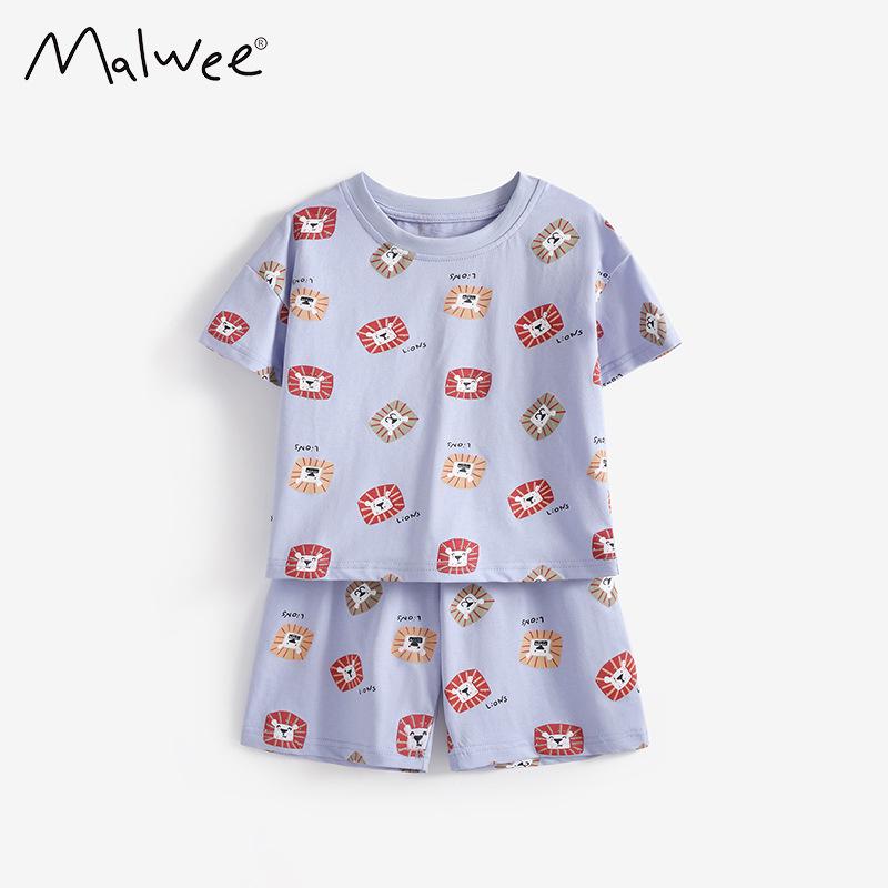 Malwee Boys  Cute Printed Round Neck Short Sleeve Summer Two-Piece Set M