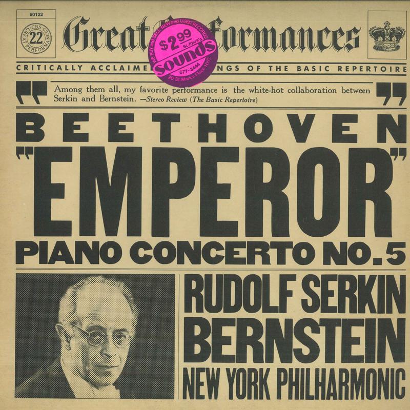 

LP Record RUDOLF SERKIN, LEONARD BERNSTEIN, N - Beethoven : Piano Concerto No.5 Emp 60122 CBS GREAT PERFO Netherland Classical Used