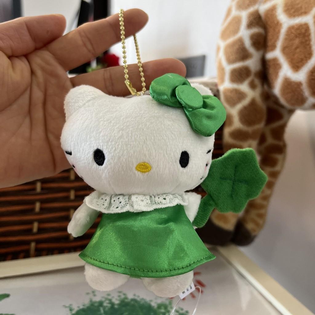 Плюшевая брелок-брелок Sanrio Четырехлистный клевер и Китти Для украшения рюкзака