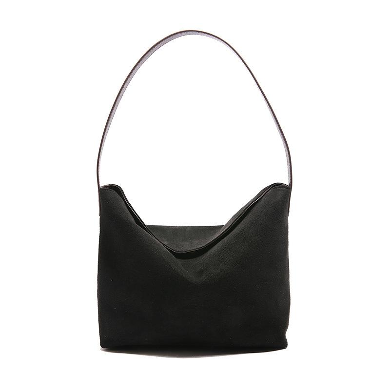 Lazy wind large capacity commuter bag Korean niche suede matte retro bucket bag versatile shoulder messenger bag women