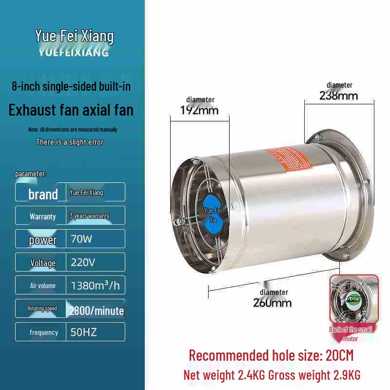 Stainless Steel Axial Flow Exhaust Fan for Restaurant and Stall Ventilation