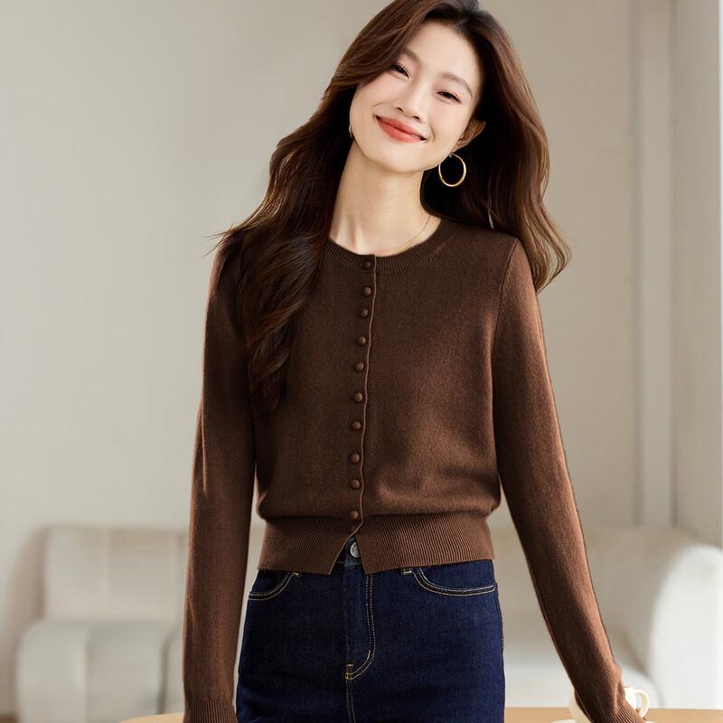 Srcr Women's 100% Wool Short Knit Cardigan