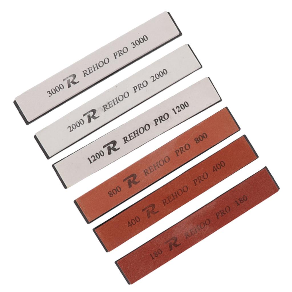 6 st Slipstenar Set 180 400 800 1200 2000 3000 Vit Korund Bryne Slipkit för