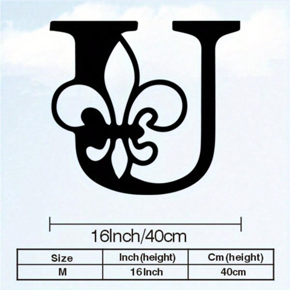 Fleur De Lis Welcome Metal Mural Rustproof Iron Statue Decorative Scroll Farmhouse Garden