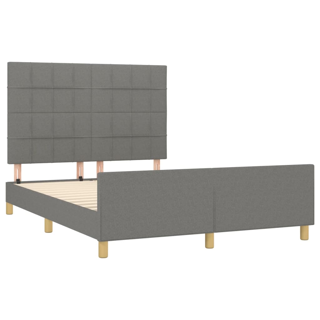 Vidaxl Struttura del Letto Senza Materasso, Grigio Scuro, 140X190 Cm, Rivestita in Tessuto