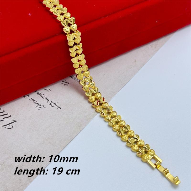Sand Gold Bracelet Women's Wide Edge Love Strap Flower Bracelet Hand String Vacuum Gold Plated Bracelet Jewelry