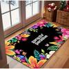 "Gang Paradise" Tropical Floral Doormat Indoor And Outdoor Office Game Room Black Colorful Carpet Flowers Home Decor Area Mat
