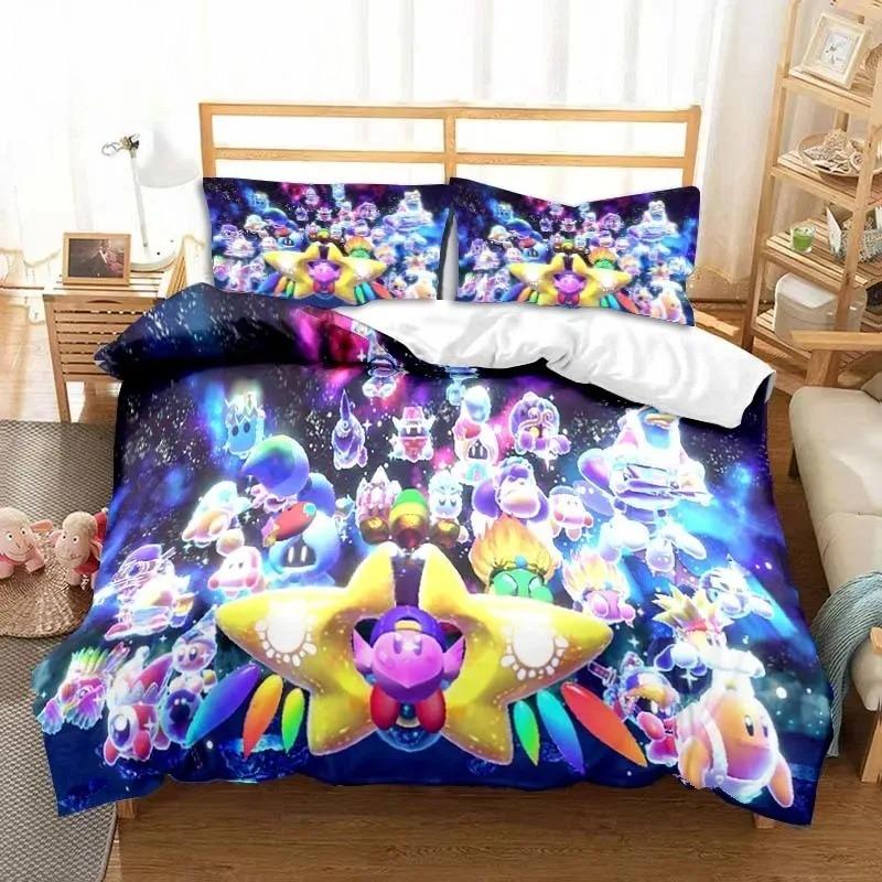 3D Printed Kawaii Cartoon Kirbys Bedding Collection Single Twin Full Queen King Size Bed Collection Adult Kid Bedroom Bedding Gift