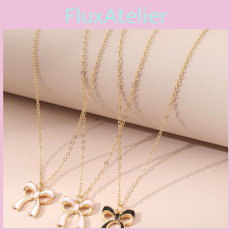 Feminine Alloy Butterfly Bow Necklace With Geometric Pendant For Women Fashion Jewelry