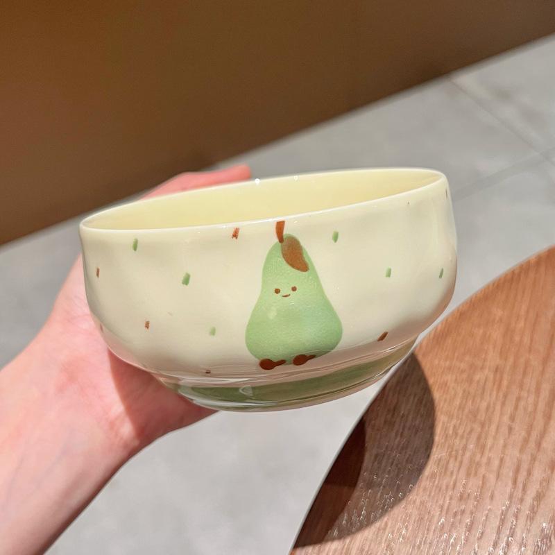 Stoviglie carine in ceramica sottosmalto stile cartone animato Ciotola per riso in ceramica anguria ad alto valore Ciotola piccola Ciotola per zuppe e noodles Ciotola personale speciale