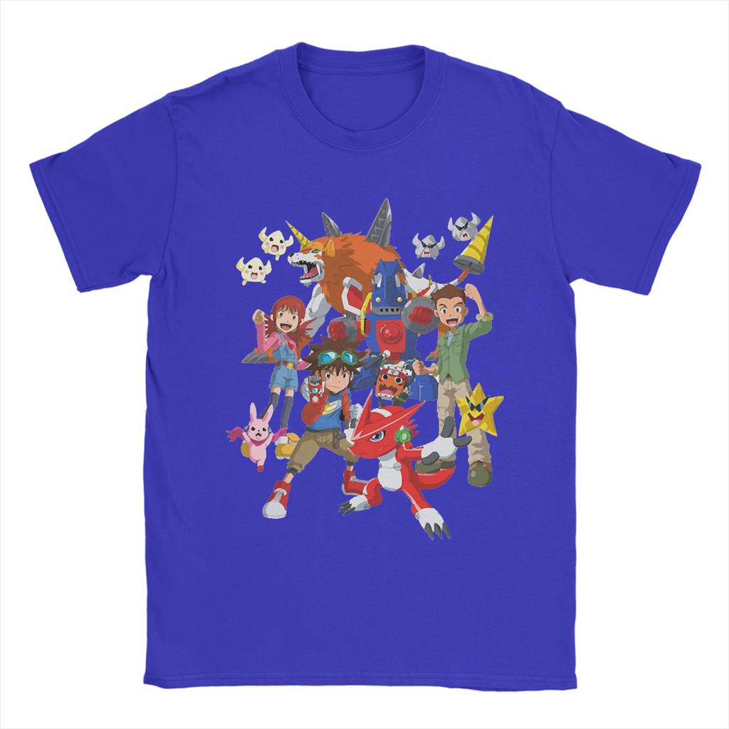 Digimon Anime T Shirt Men Women's 100% Cotton Funny T-Shirt Round Neck Agumon Monster Tees Short Sleeve Clothing Plus Size