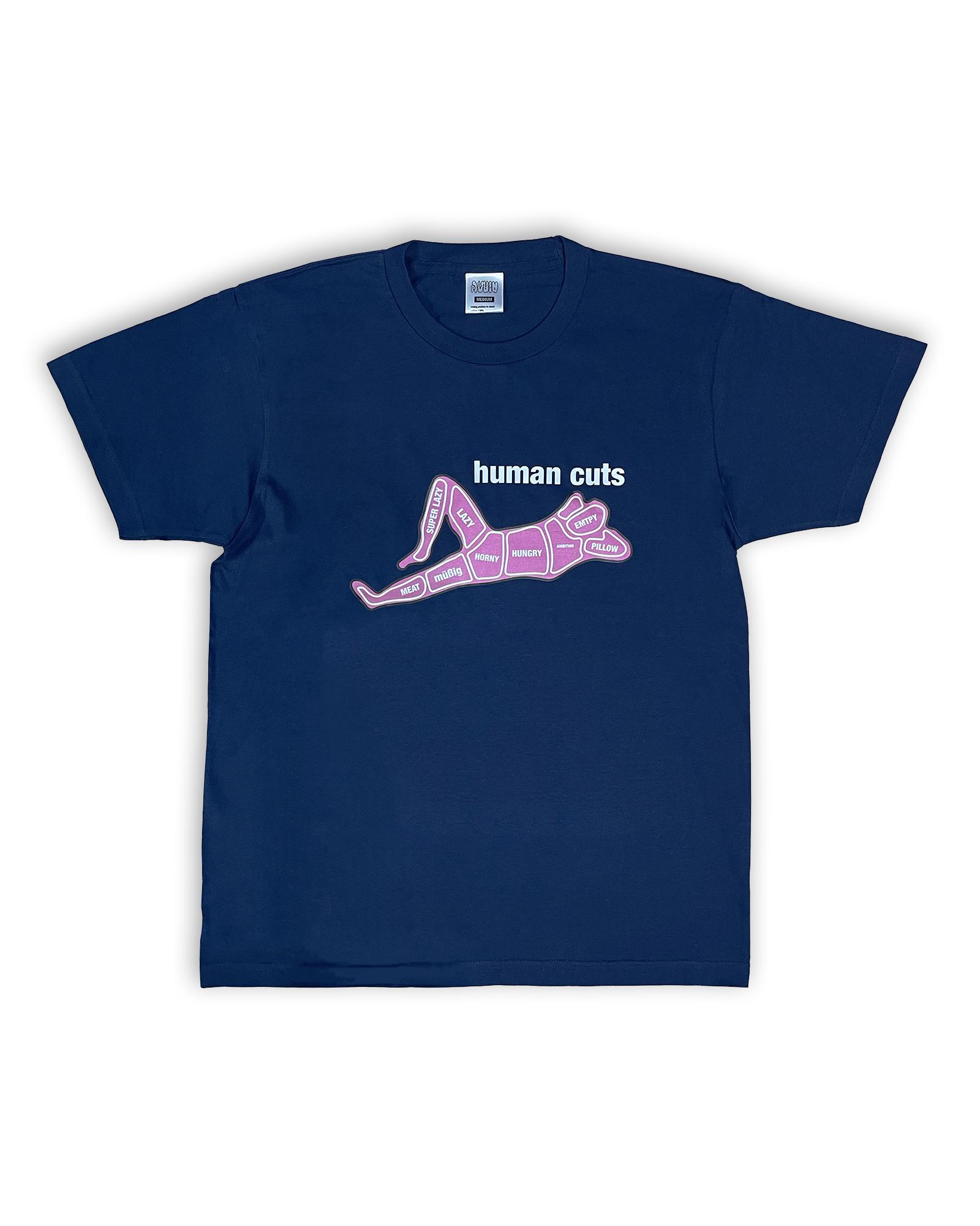 Mubigeuakaibeu Human Cuts Tee (Dark Blue) White/M