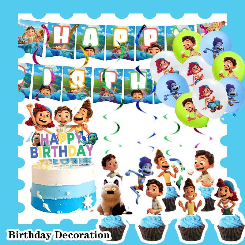 Vibrant Luca Party Ocean Cartoon Character Theme Disposable Cake Ornaments