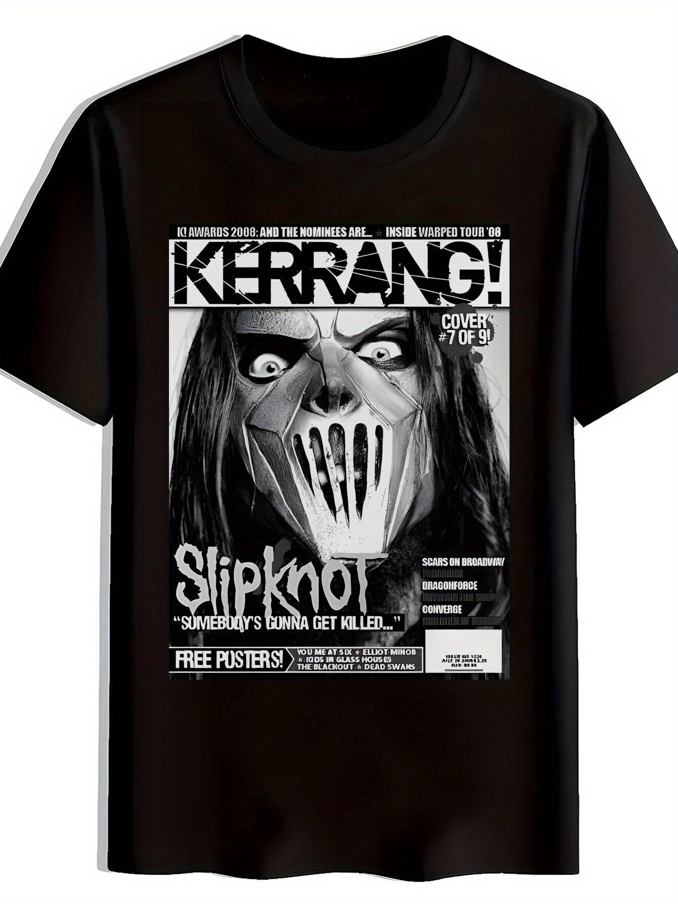 Slipknot Graphic T-shirt - Black Crew Neck Short Sleeve Tee with Bold Rock Band Print L