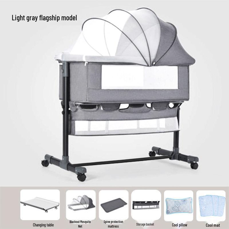 Multifunctional Foldable Baby Cradle: Newborn Rocking Bed and Splicing Children's Bed