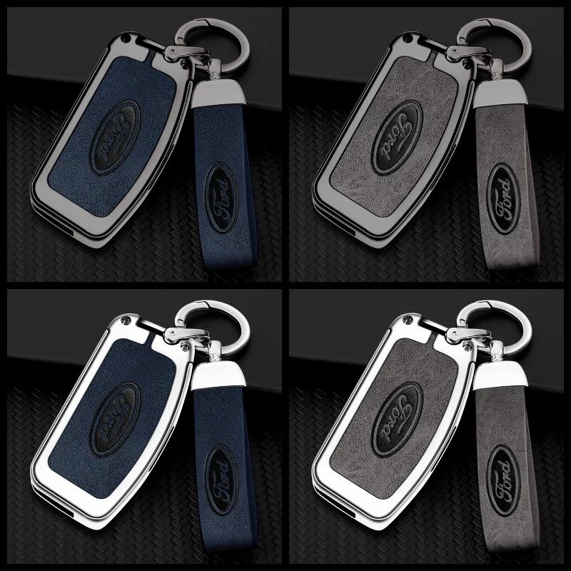 Autoaufkleber 2025 Heißes Leder Auto Schlüsselanhänger Hülle Schlüsselanhänger Schutzschale für Ford Fiesta Focus 2 C-Max Ecosport S-Max Fusion Mon