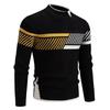 Men's Autumn and Winter Loose Contrasting Color Splicing Pullover Sweater Warm and Breathable Knitted Sweater