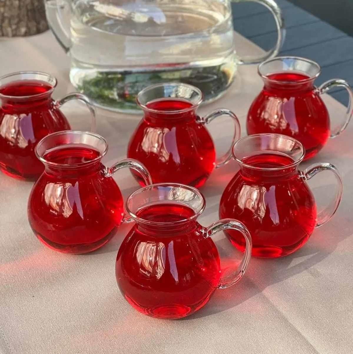 

6-Piece Keyfi Ala Borosilicate Glass Handle Tea Glass 210ml Cup Standart білий
