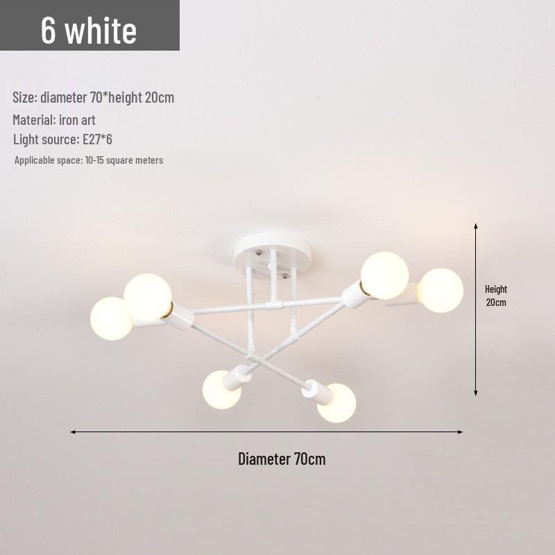 Modern Minimalist Chandelier: Cross-Border Wrought Iron Pendant Light for Bedroom and Study In American Industrial Style