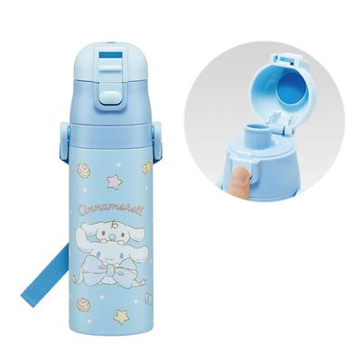 Garrafa de Água Esportiva Sanrio Cinnamoroll Grande de Aço Inoxidável para Crianças, 470ml, Para Beber, Fita, Meninas', Térmica, Aço, Leve,