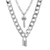 Multi Layer Lover Lock Pendant Choker Necklaces Steampunk Padlock The Chain Necklaces Collier Best Couple Jewelry Present GiftFashion Pendant