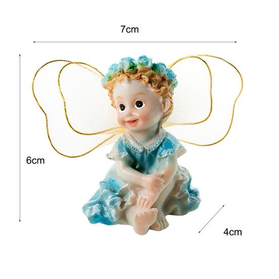 4 sztuk/zestaw Fairy Garden kwiat do składania anioły Ornament miniaturowy wystrój figurki z żywicy