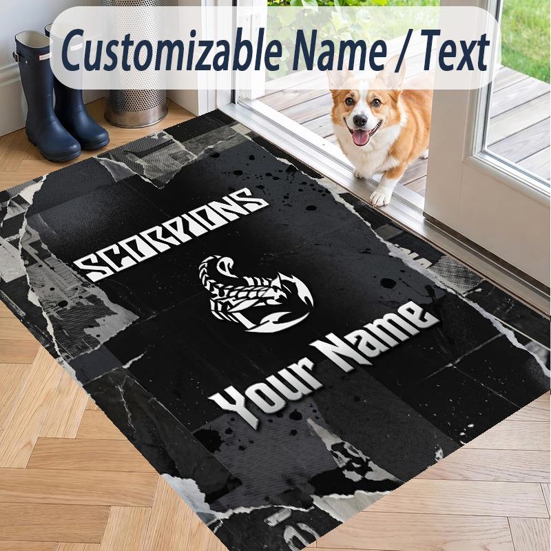 Custom Text Printed Rug Scorpions Non Slip Floor Carpet For Home Room Decor