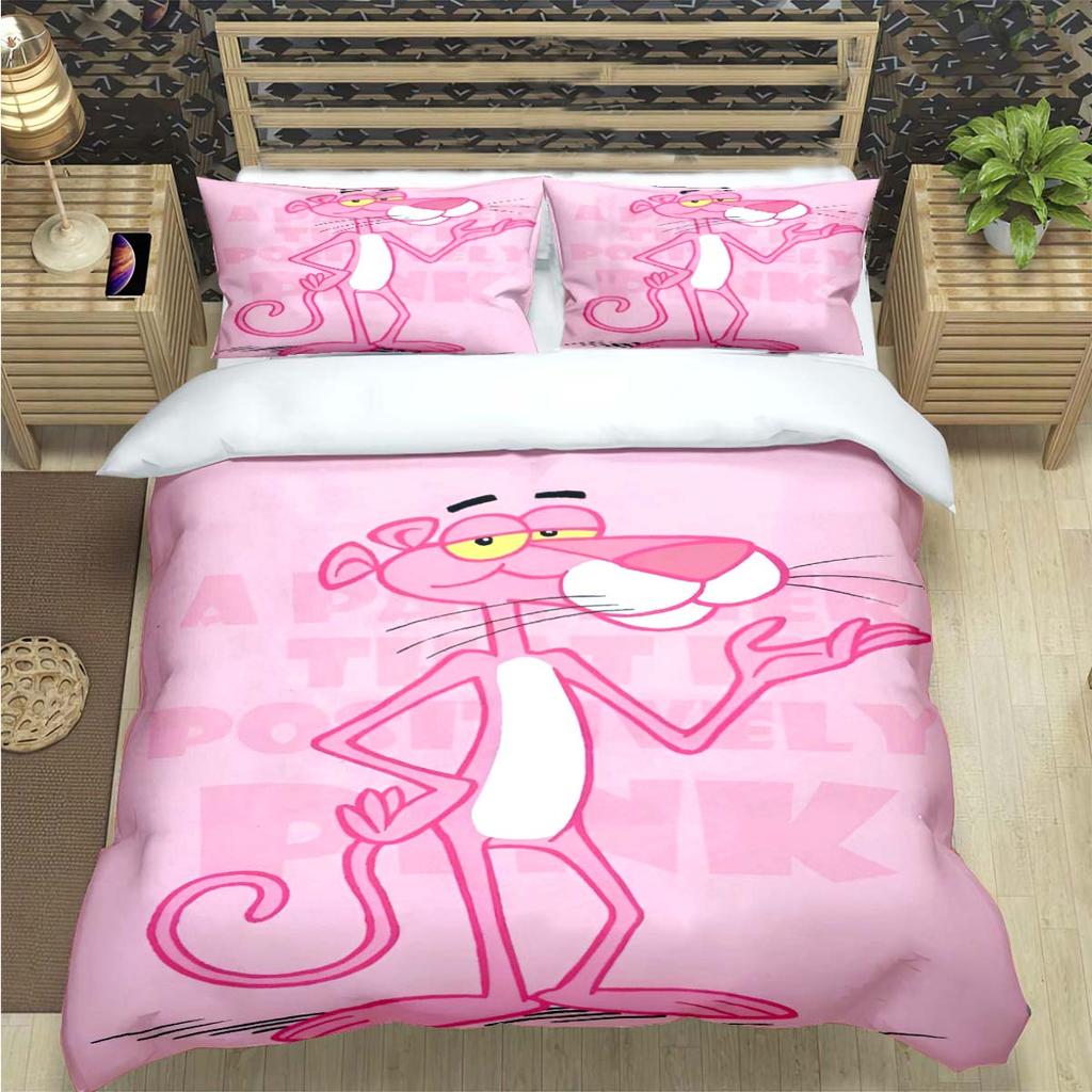 Comforter Crayon Pinkpanther Print Bedding Sets Bed Supplies Set Comforter Set Teens Girls Cartoon Twin Single Kid Gift