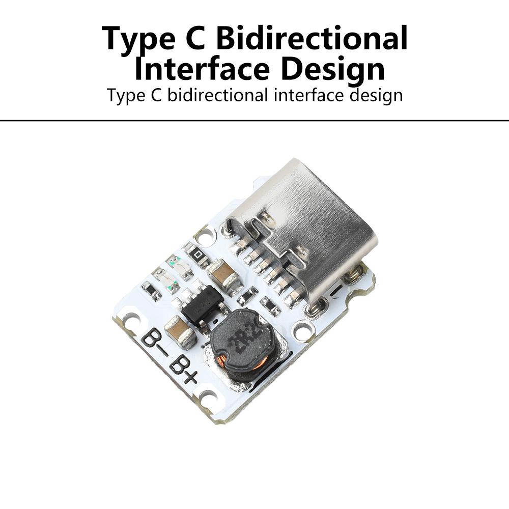 DC5V Lithium Battery Charging Protection Module Charge/Discharge Integrated Module 1.2A Mini Booster Type-C Step-up Power Supply
