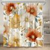 1Pc Cream Peony Digital Watercolor Shower Curtain, Polyester Fabric, Machine Washable, Suitable For Bathroom Decoration