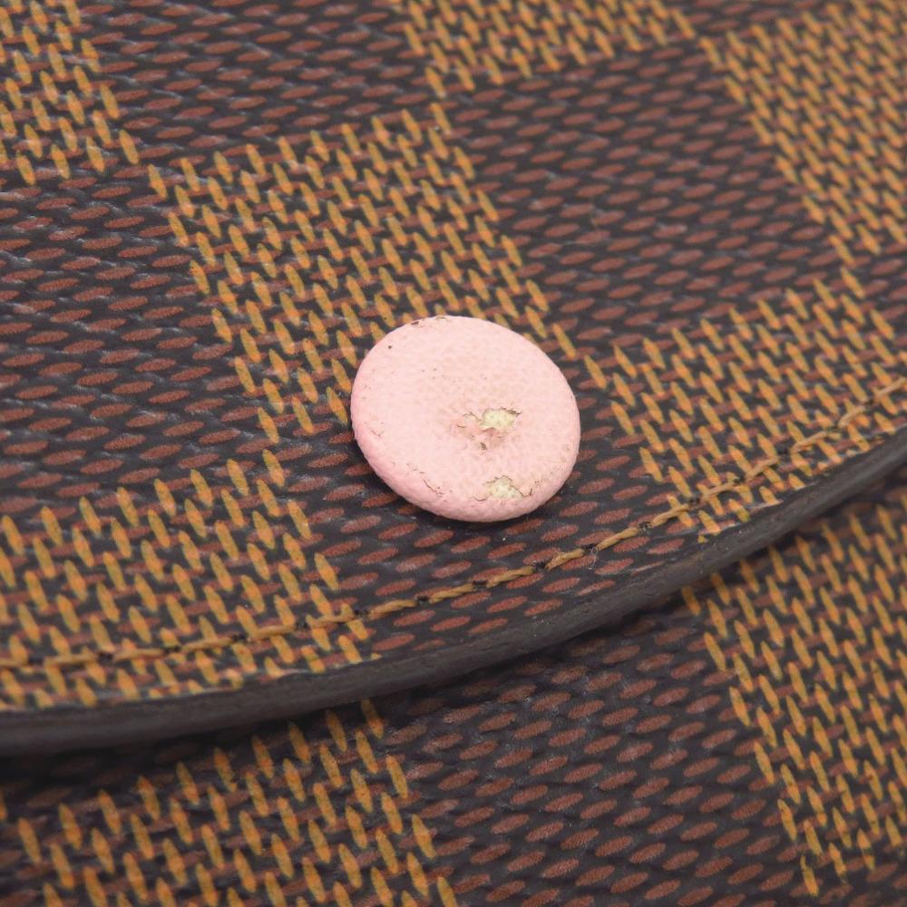 Used AUTHENTIC LOUIS VUITTON N64423 Damier Portomone Rosary coin purse Rose valerine