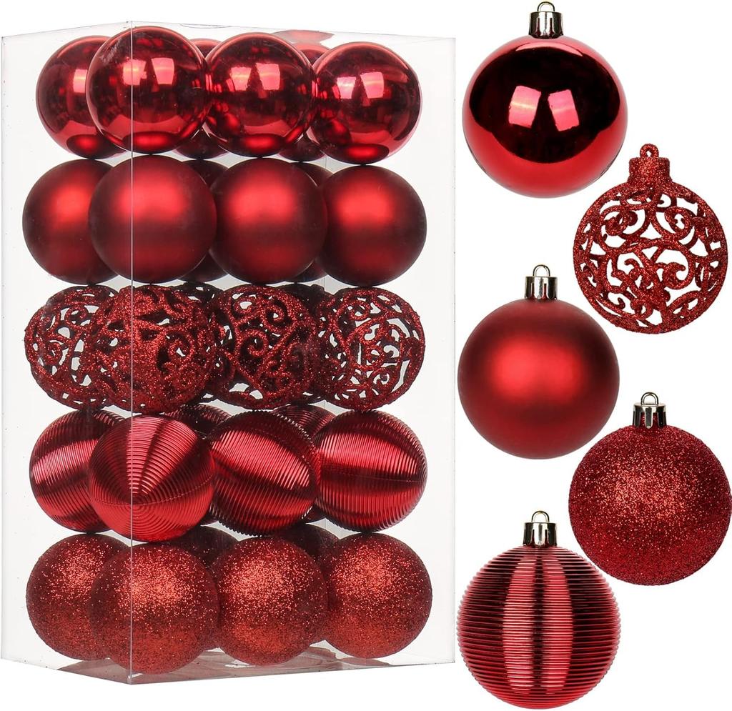 Villa Como Christmas Ball Halloween Tree Set of Christmas Party Interior New Christmas Sparkly Red Ornaments, Ornaments, Ornaments, 30, 6cm, Stylish,