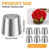 6 Pcs Stainless Steel Russian Piping Nozzle Reusable Russian Flower Piping Tip for Cake Decorating Icing Cream Flower Bouquet