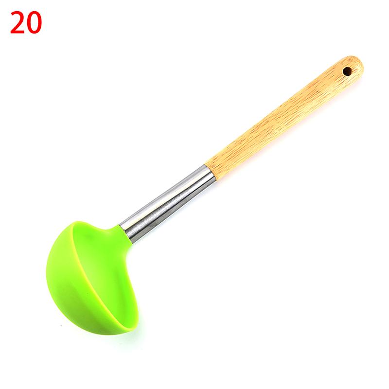 Silicone Kitchenware Non-Stick Heat-Resistant Cookware Kitchen Utensils Set Spatula Shovel Spoon Wooden Handle Cooking Tool Set