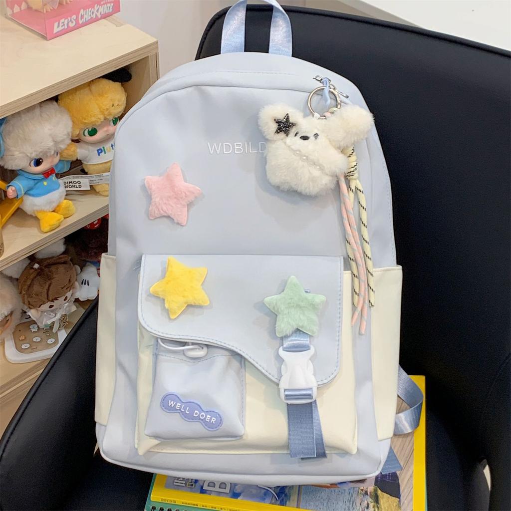 Schoolbag cute contrasting color student travel small schoolbag female dopamine high value children versatile lightweight backpack