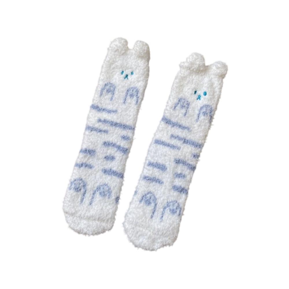 Soft Cute Animal Socks Breathable Winter Floor Socks Kitty Coral Fleece Socks  Girls