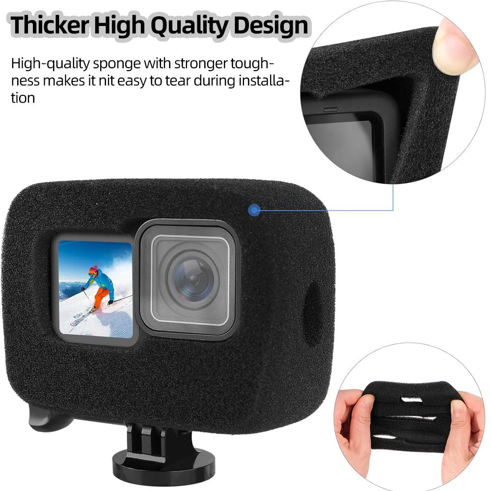 Windscreen Cover For GoPro Hero 12 11 10 9 Windscreen Cover Case Black Foam Wind Noise Reduction Sponge Video Muffler Housing