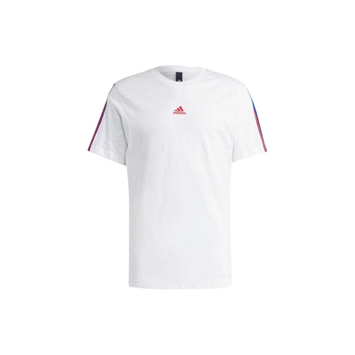 

Adidas Logo Print Color Block Short Sleeve T-Shirt Men Tops White IC6804