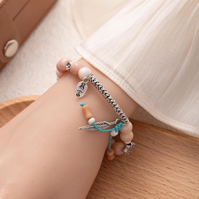 

Цветной Дофамин Разбогатей за Ночь Браслет с Бусинами Подвеска-Перо Бабочки Украшение Женский Ретро Этнический Стиль Браслет