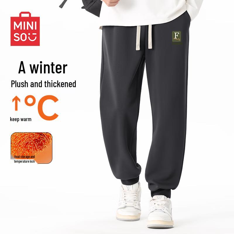 MINISO Men s Fleece Lined Casual Jogger Pants 2XL
