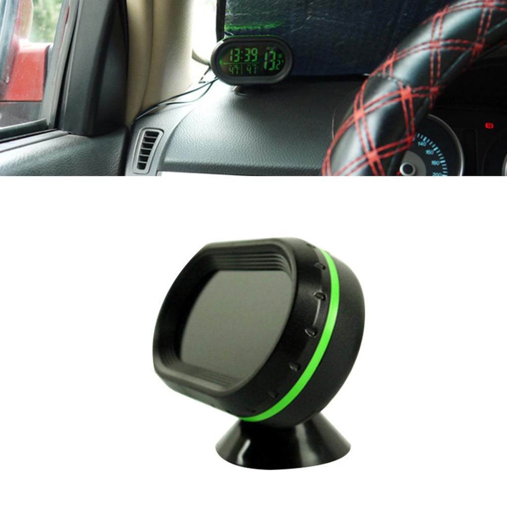 Car Thermometer Digital Clock DC 12V Automobile Clock LED Lighted Auto Dual Temperature Gauge Voltmeter Voltage Tester