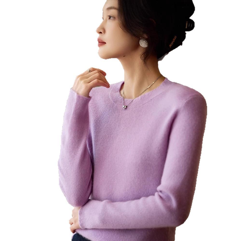 Women's Round Neck 100% Wool Sweater - Mengyi 25 Early Autumn Collection