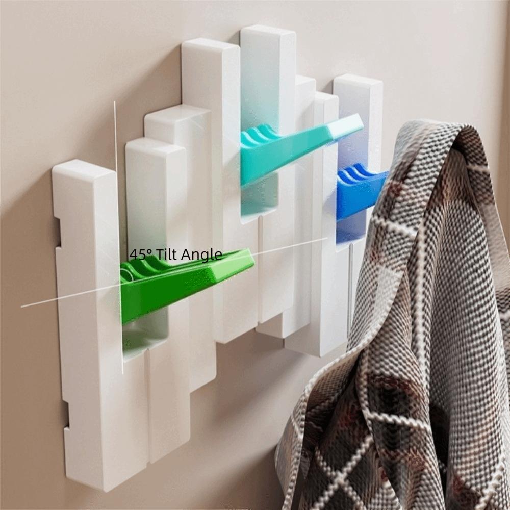 Piano Key Shaped Wall Mounted Coat Rack Colorful Space Saving Art Clothes Hook No-drill Foldable Wall Hook Bedroom Wall