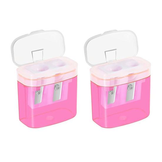 Portable Pencil Sharpener with Lid Dual Holes Pen Sharpener Plastic Manual Students Pencil Sharpener for Classroom Office Home